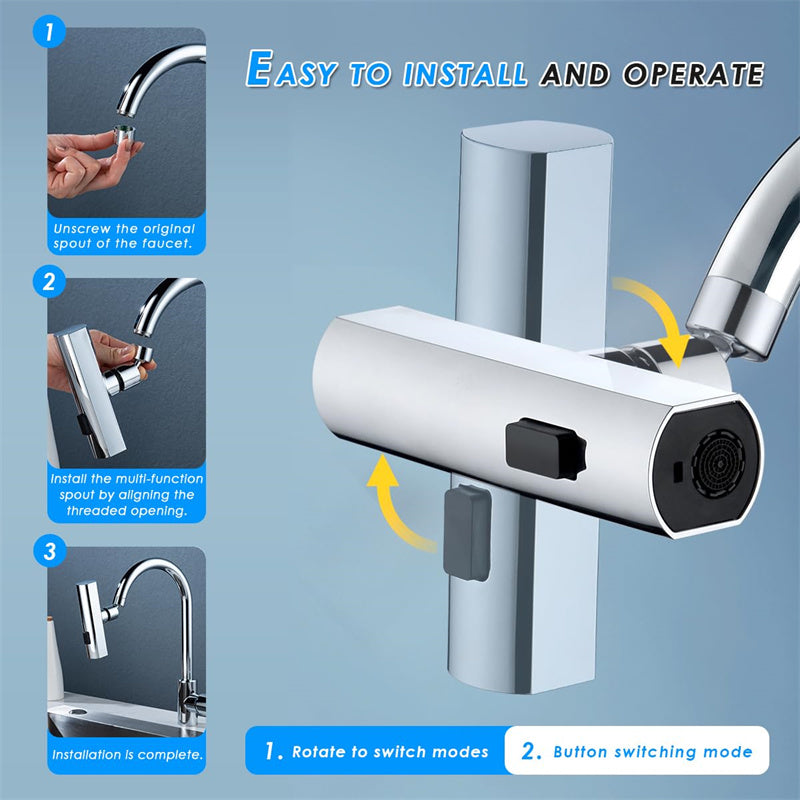 Kitchen Faucet Waterfall Outlet Splash Proof Universal Rotating Bubbler Multifunctional Water Nozzle Extension Kitchen Gadgets GND Products