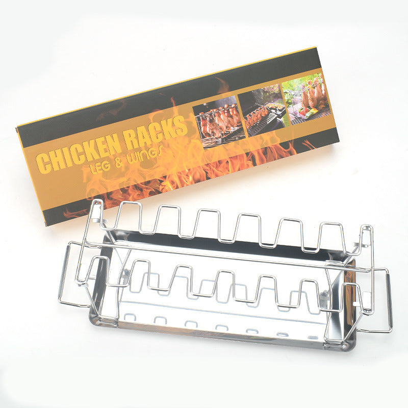 Stainless Steel Folding Portable Chicken Leg Rack Barbecue Tool Set BBQ Barbecue Barbecue Rack GND Products
