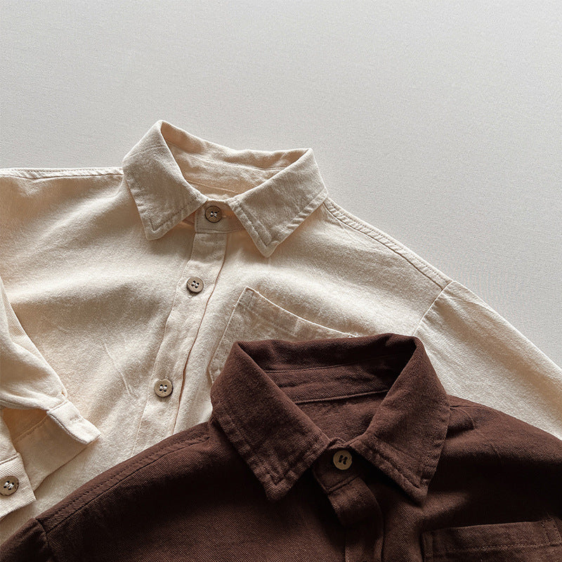 Cotton Long Sleeve Shirt Little Kid's Fashion Coat Saor Style