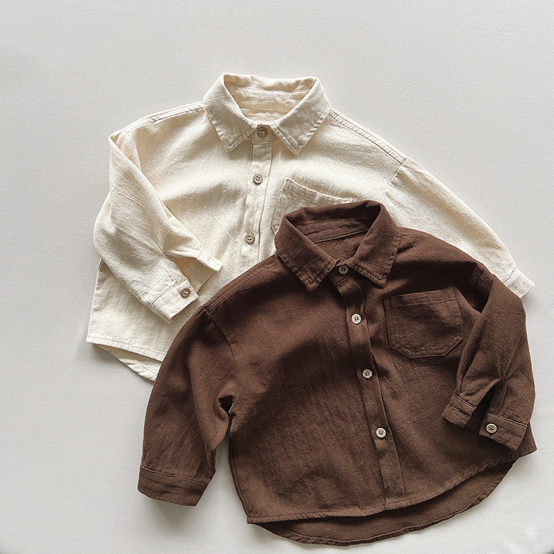 Cotton Long Sleeve Shirt Little Kid's Fashion Coat Saor Style