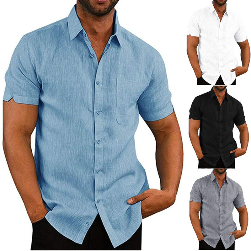 Men Short Sleeve Summer Solid Shirts Casual Loose Tops Tee Saor Style