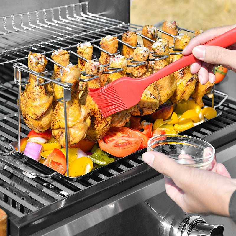 Stainless Steel Folding Portable Chicken Leg Rack Barbecue Tool Set BBQ Barbecue Barbecue Rack GND Products