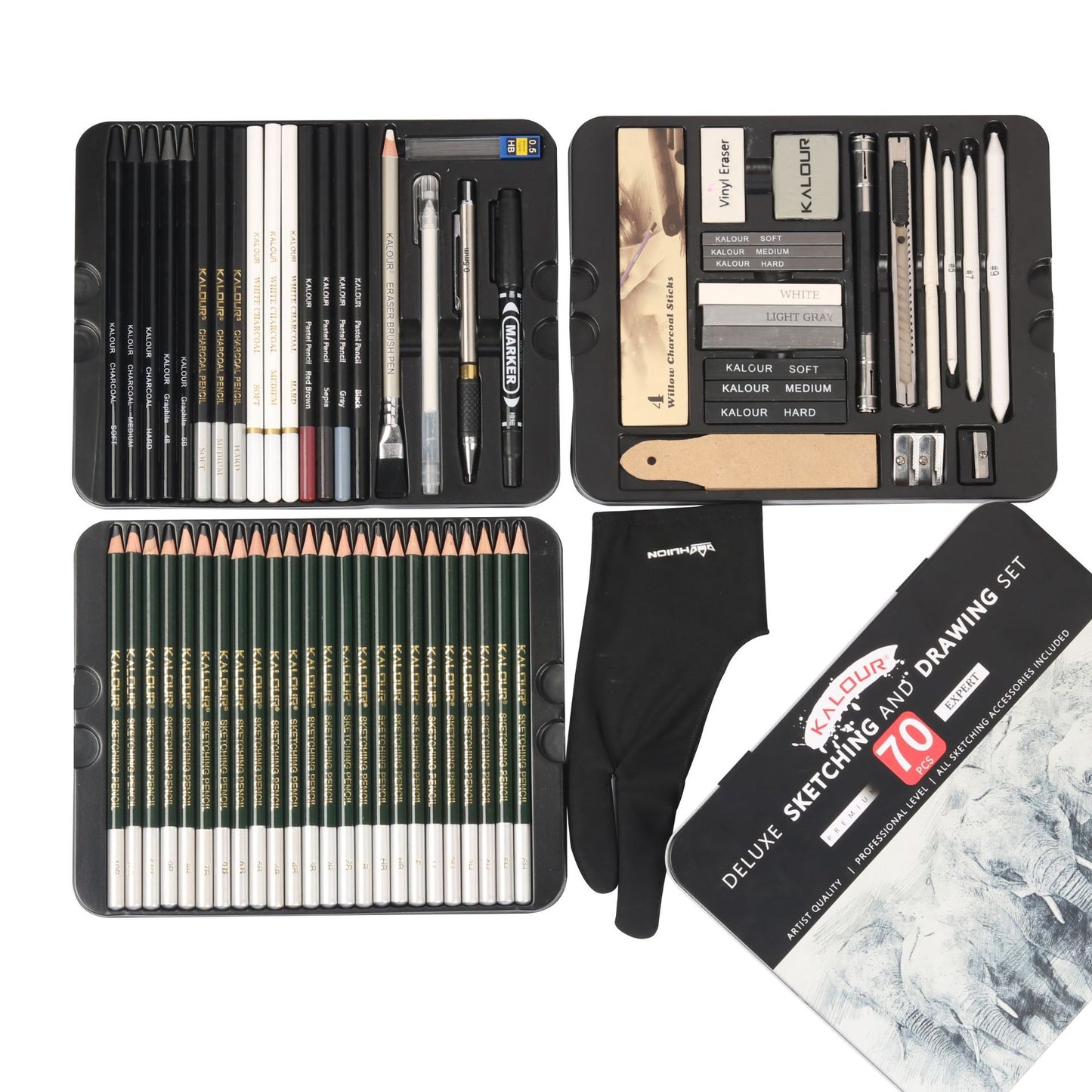 70 Pieces Iron Box Sketch Pencil Set Art Supplies GND Products