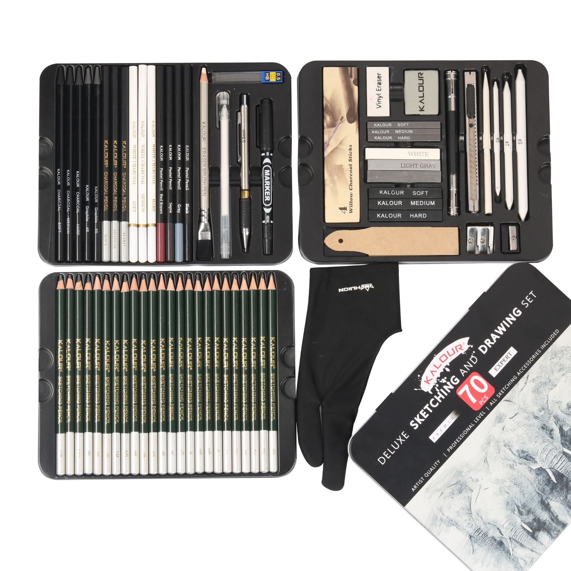 70 Pieces Iron Box Sketch Pencil Set Art Supplies GND Products