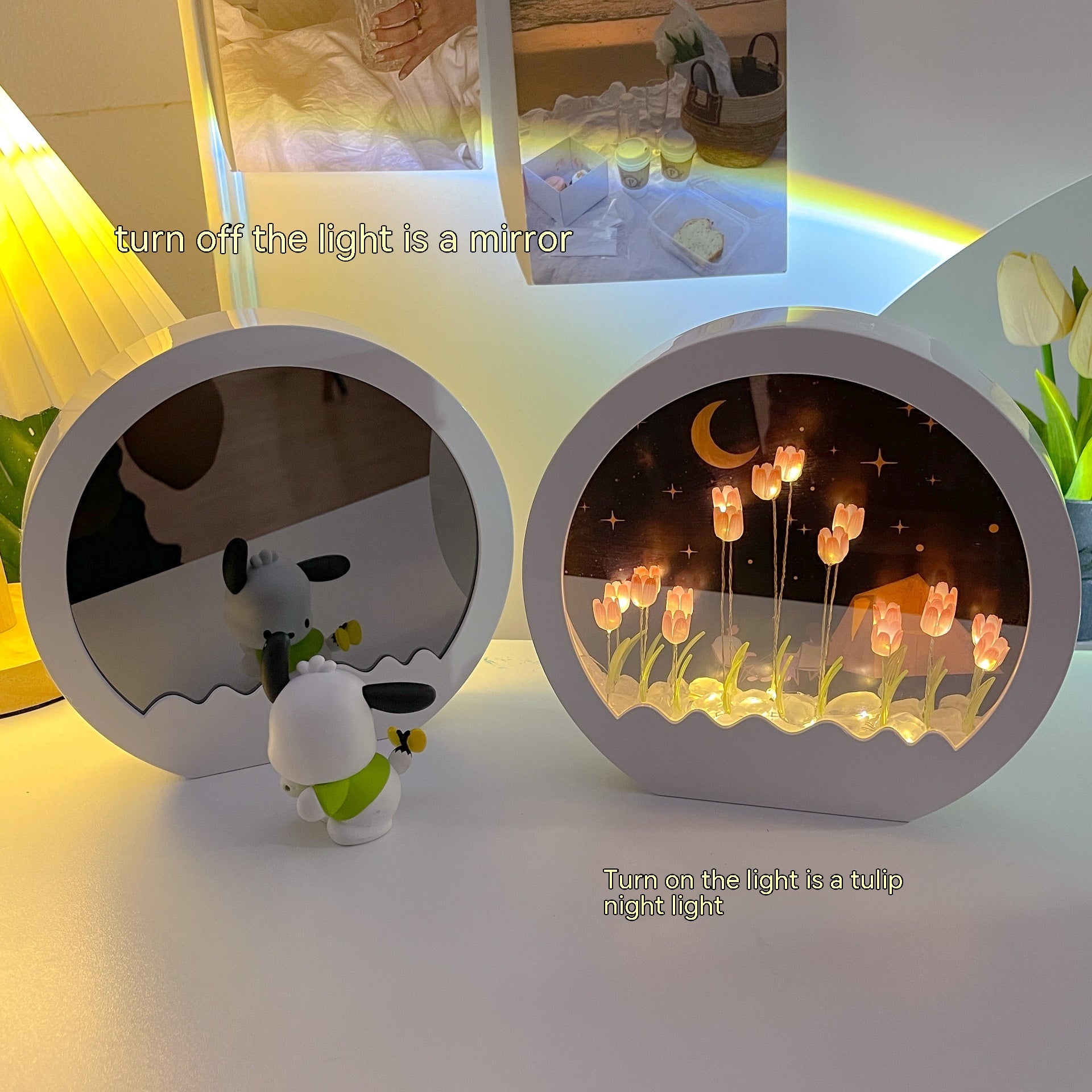 Tulip Rose Small Night Lamp Diy Handmade Mirror Flower Sea Bouquet Gift GND Products