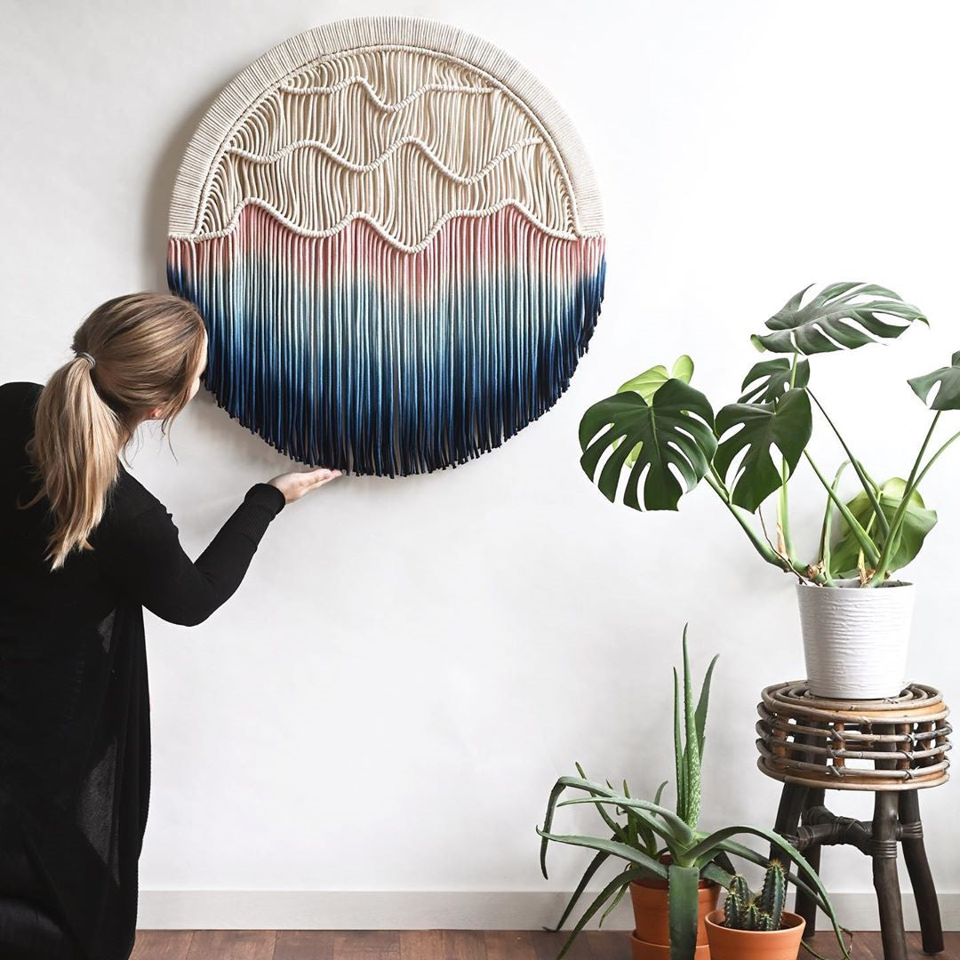 Nordic Hand-dyed Woven Round Tapestry Saor Style
