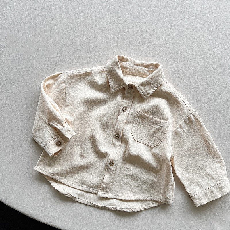 Cotton Long Sleeve Shirt Little Kid's Fashion Coat Saor Style