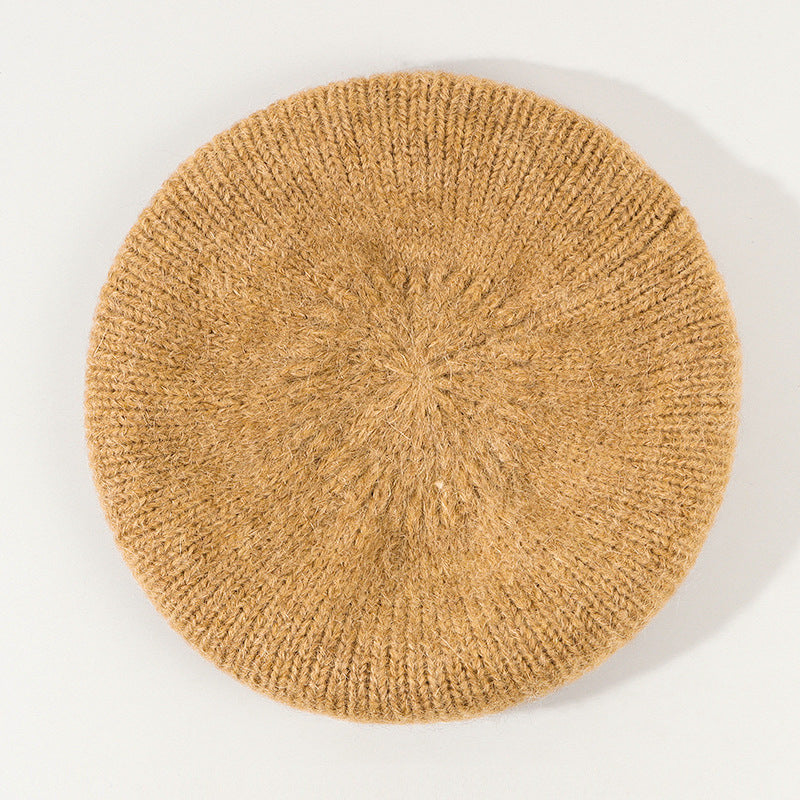 Soft Glutinous Mohair Knitted Plush Knitted Hat Beret