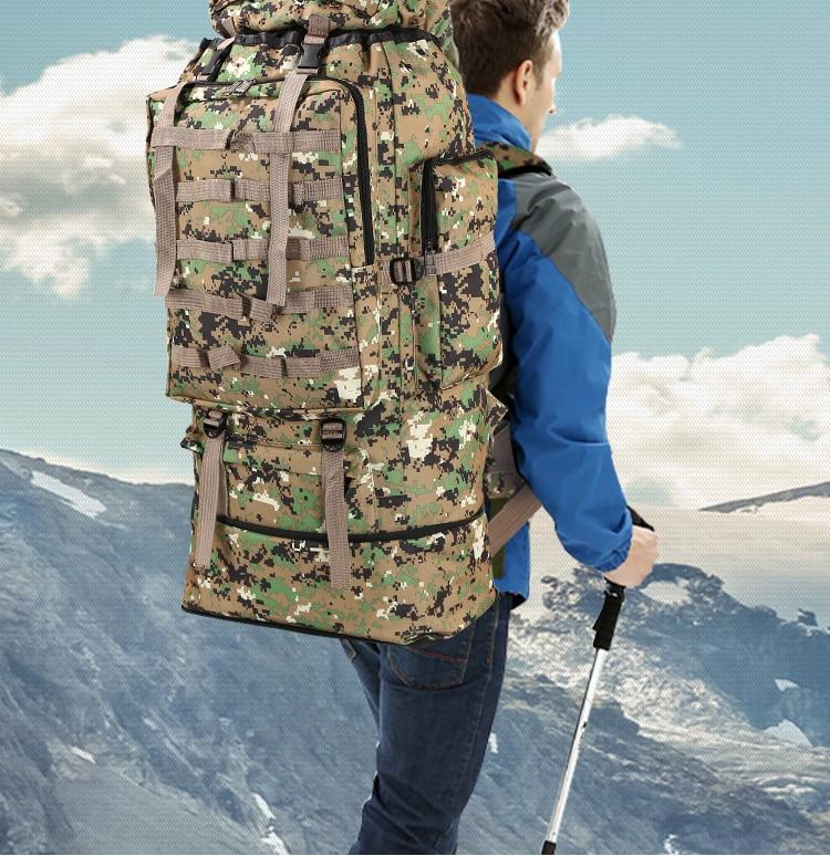 Waterproof Outdoor Camping Hiking 100L Large Capacity Backpack Yellow Pandora