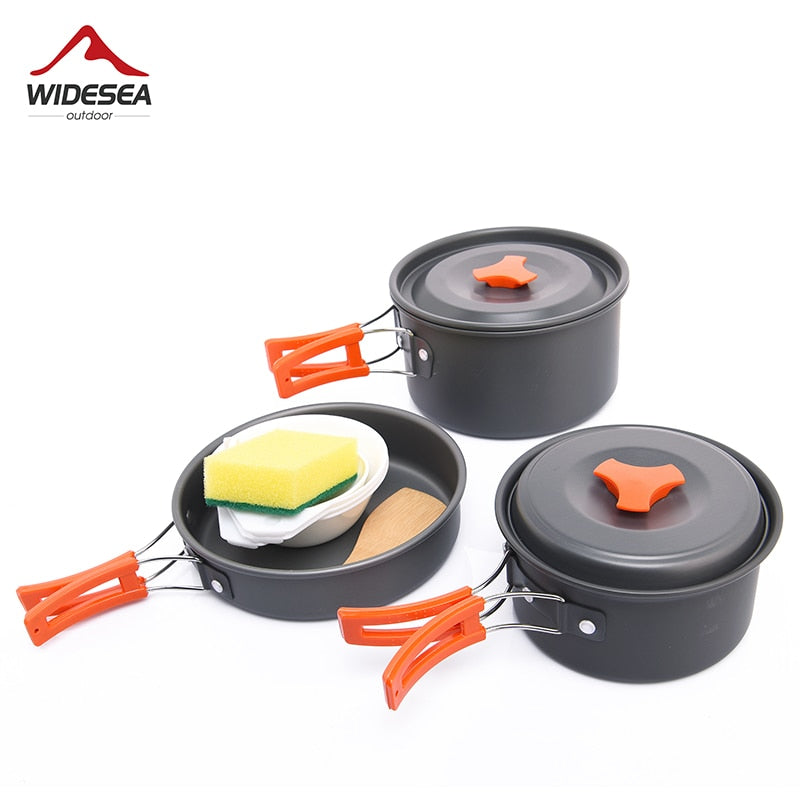 Camping Outdoor Cookware Set Tableware Cooking Cutlery Utensils Hiking Yellow Angel