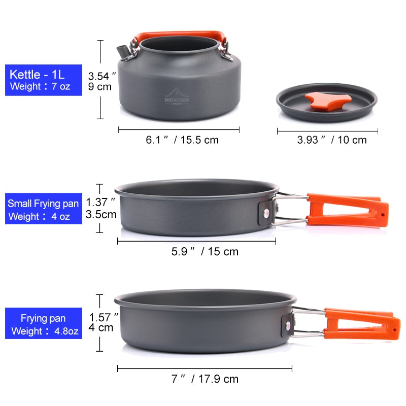 Camping Outdoor Cookware Set Tableware Cooking Cutlery Utensils Hiking Yellow Angel