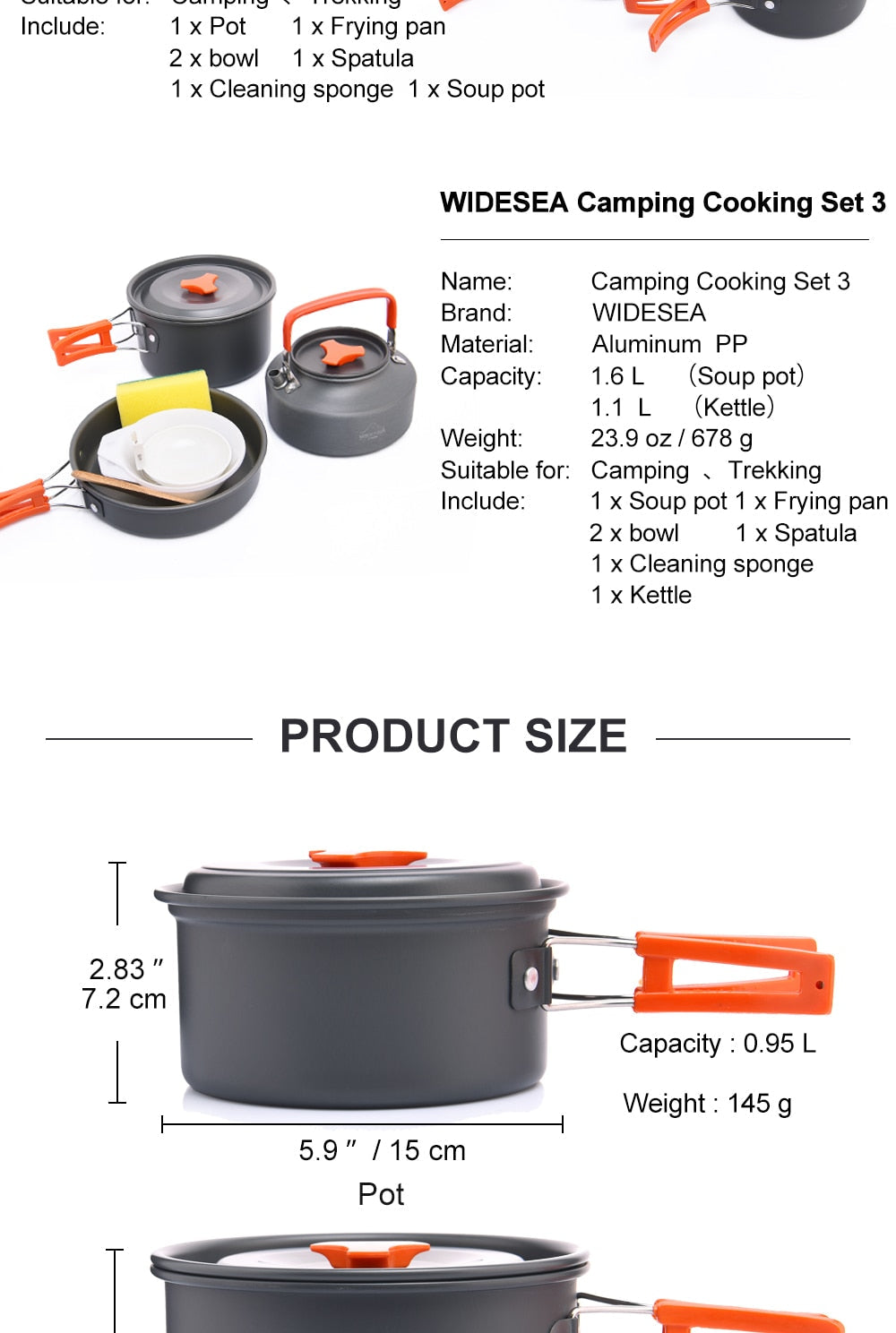 Camping Outdoor Cookware Set Tableware Cooking Cutlery Utensils Hiking Yellow Angel