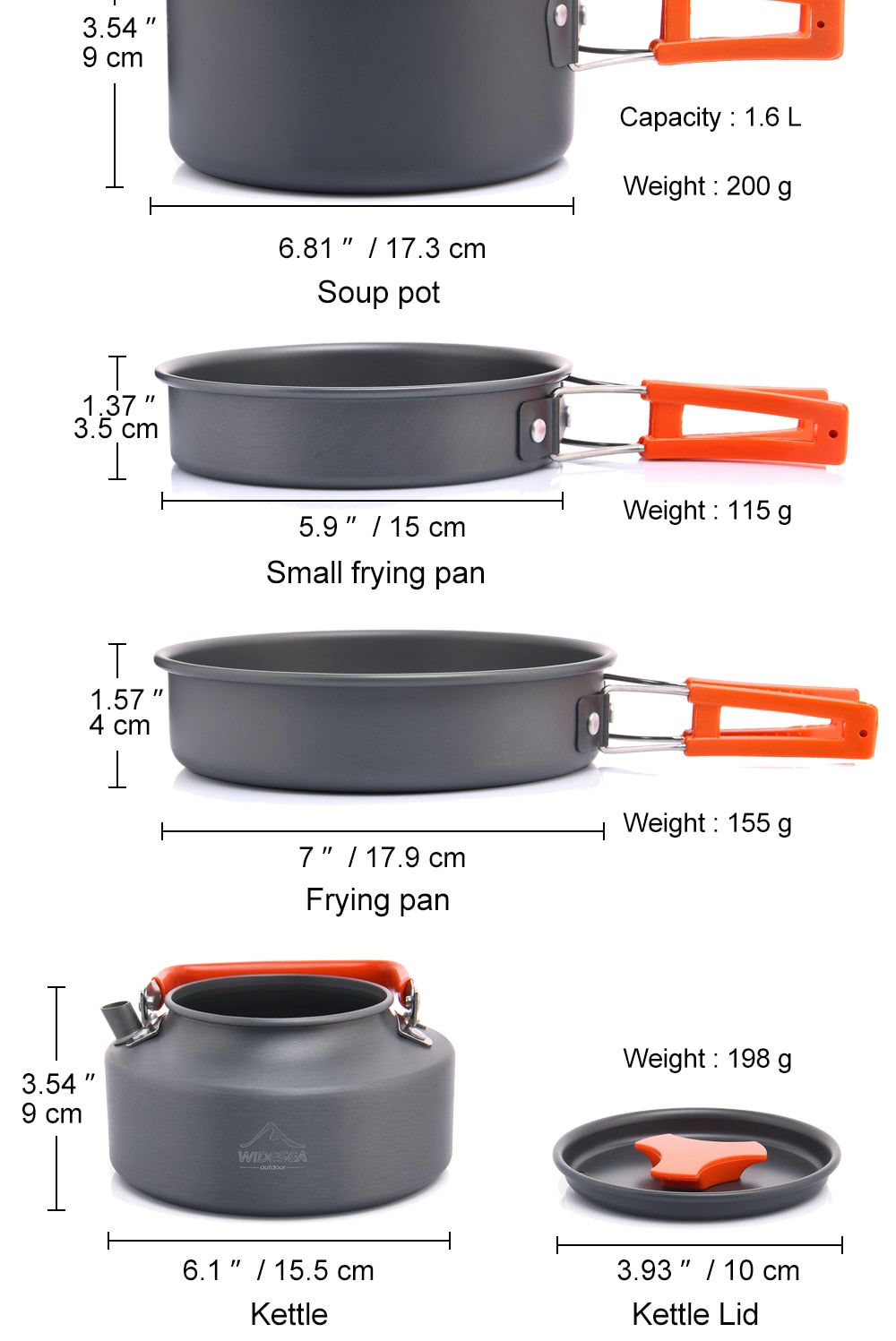 Camping Outdoor Cookware Set Tableware Cooking Cutlery Utensils Hiking Yellow Angel
